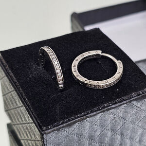 Genuine Pandora Signature Hoop Circle CZ Earrings Beautiful Pair